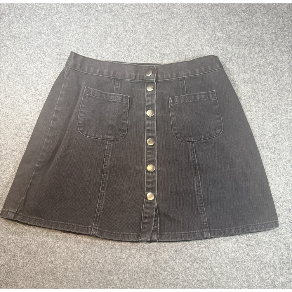 BDG Black Denim‎ Button-Front Mini Skirt Size M